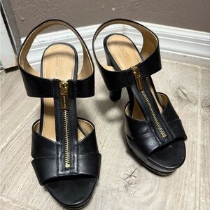 Michael Kors Black Heels with Gold Zipper